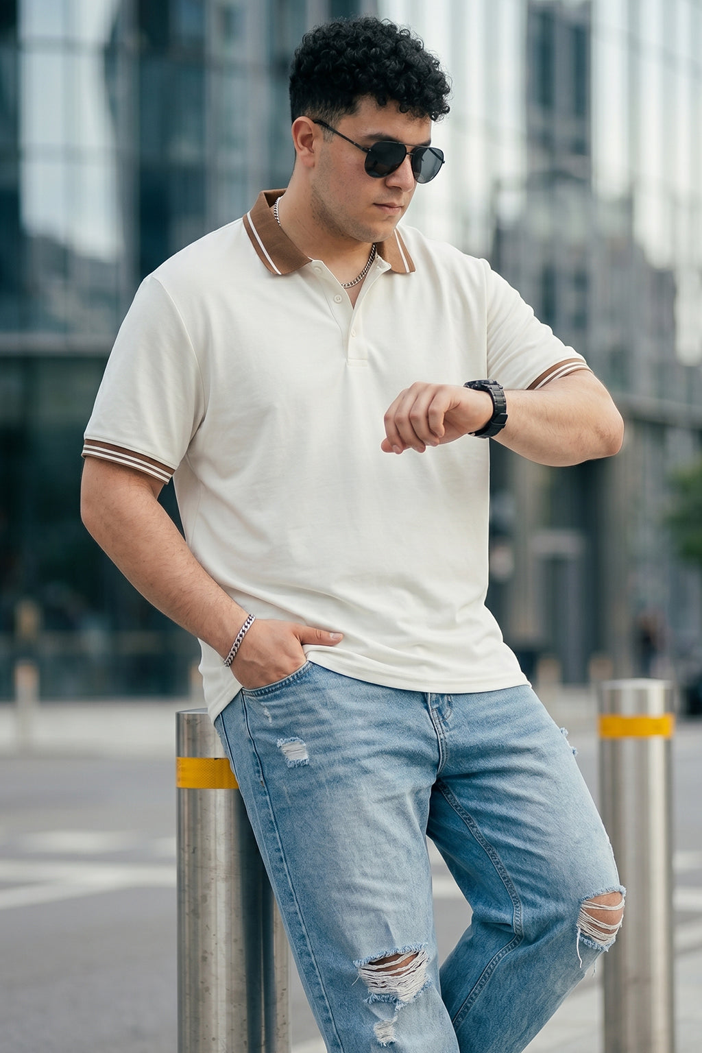 White Plus Size Polo T-shirt