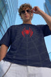 SpiderVerse Webline Navy Oversized Printed T-Shirt