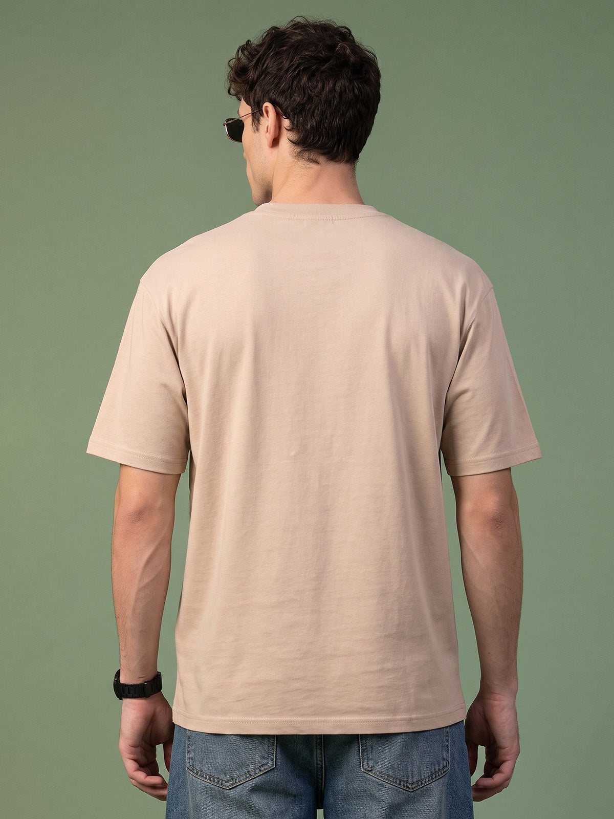 Mocha Drift Beige Oversized Graphic Printed T-shirt