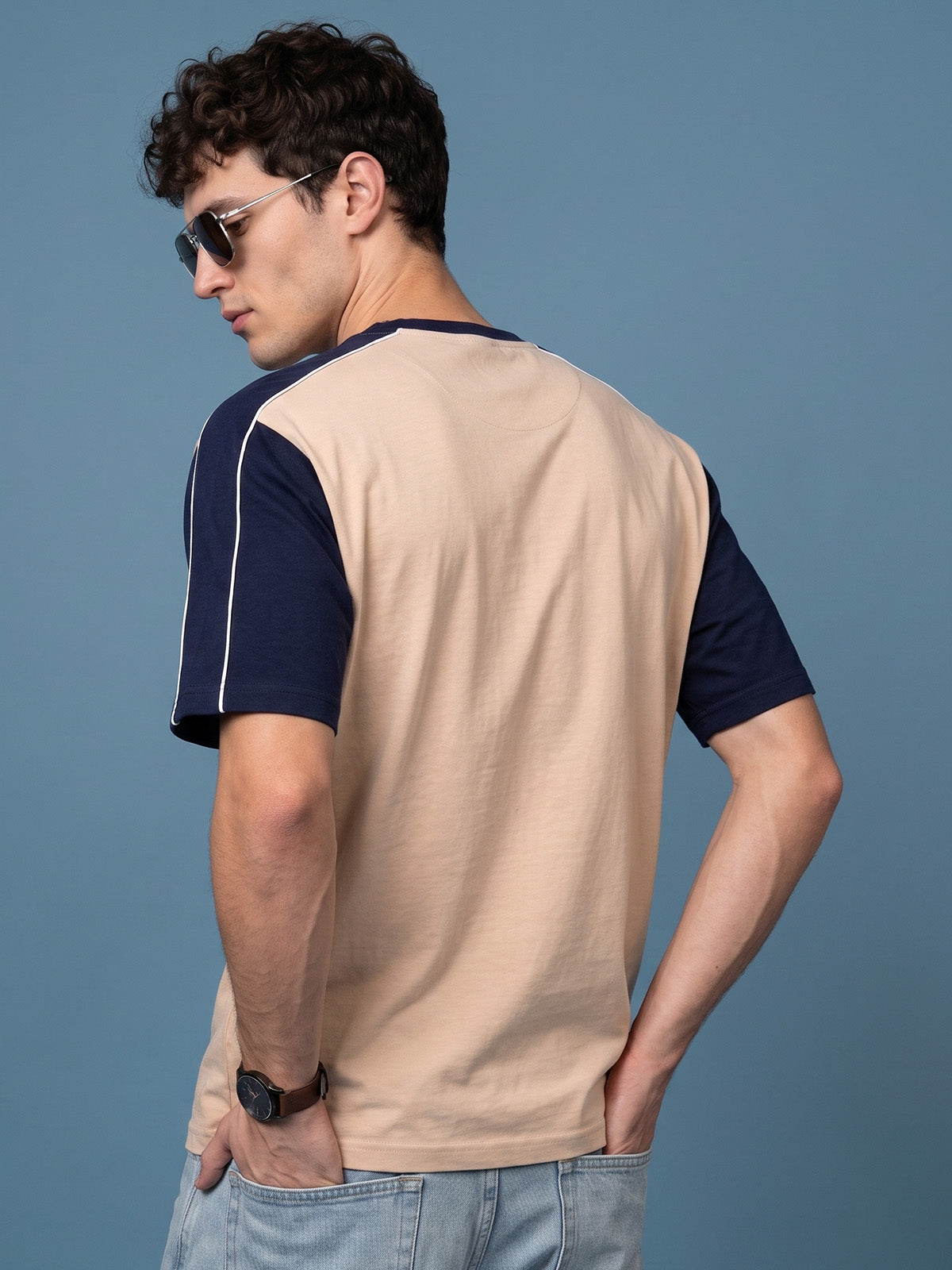 Originals Colorblock Beige Oversized Graphic Printed T-shirt