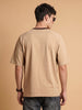 Veirdo Signature Raglan Beige Oversized Graphic Printed T-shirt