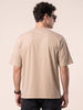 Athletic Essentials Beige Oversized Graphic Printed T-shirt