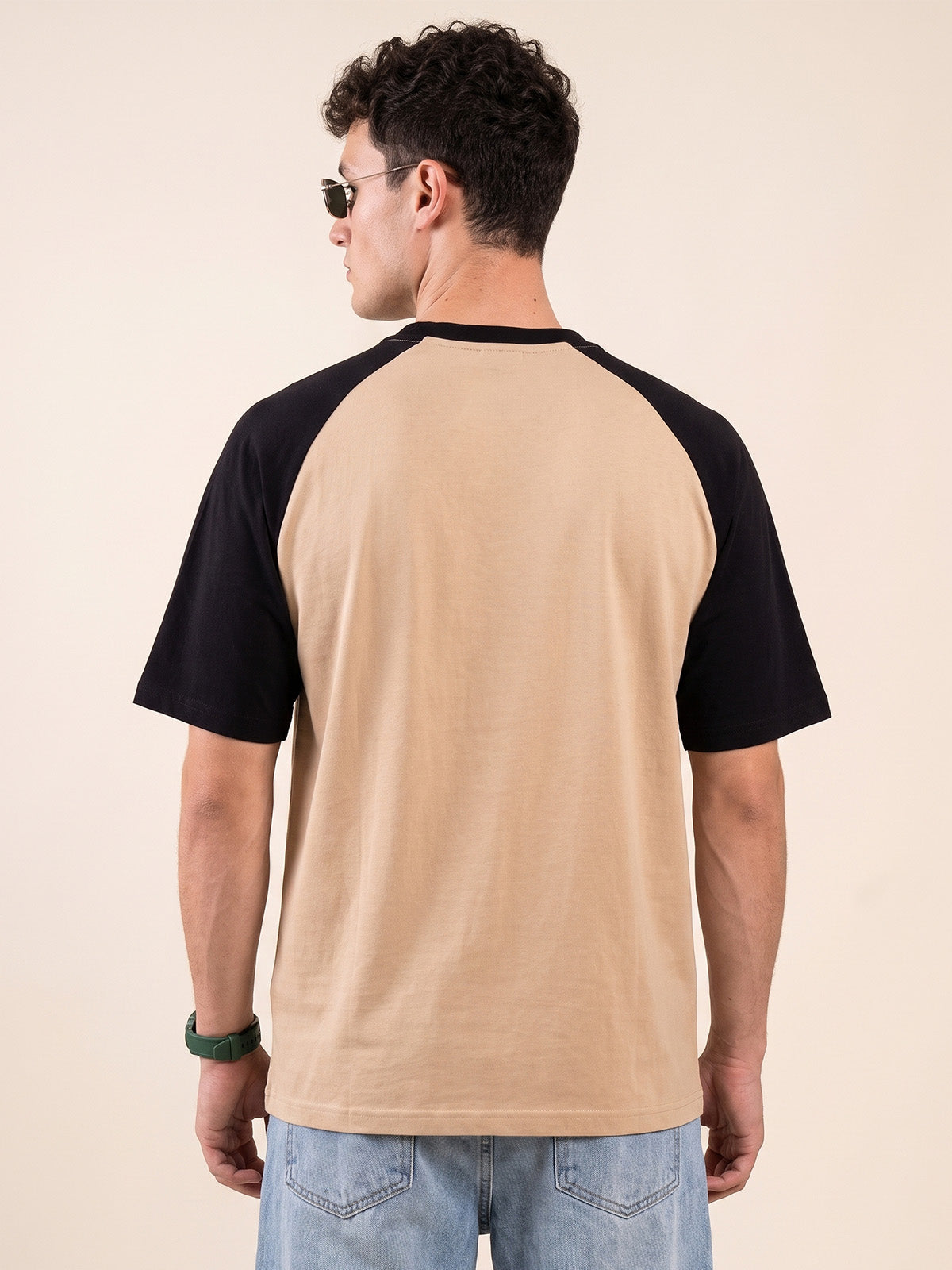 Limitless Raglan Beige Oversized Graphic Printed T-shirt