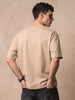 Veirdo Signature Beige Oversized Graphic Printed T-shirt