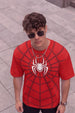 SpiderVerse Webline Red Oversized Printed T-Shirt