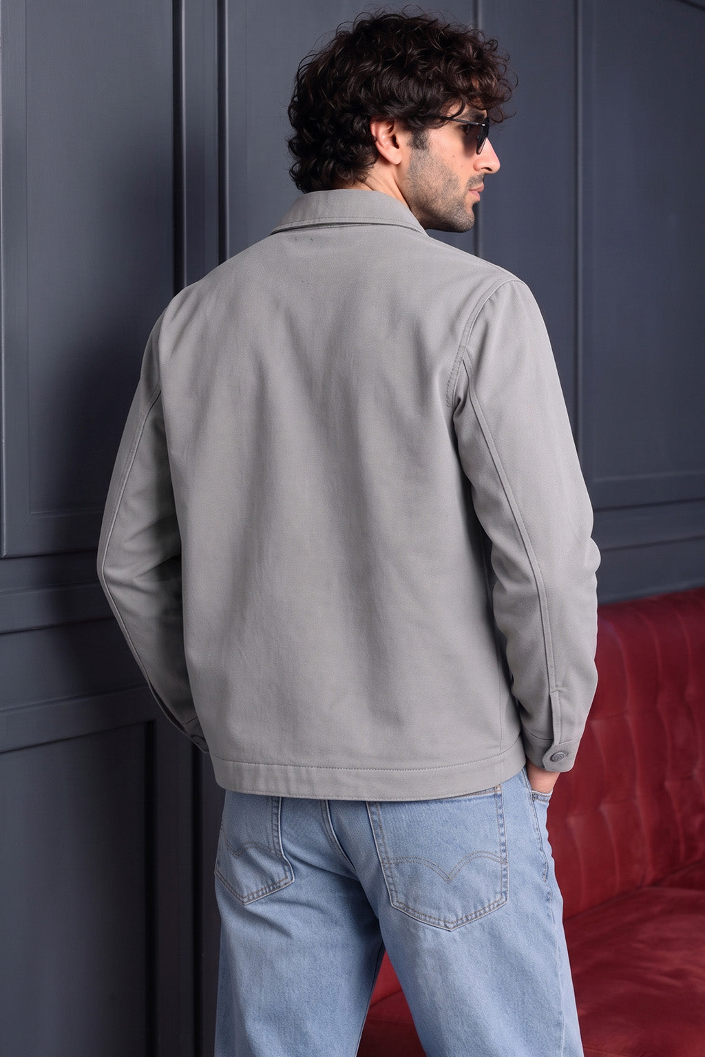 Light Grey 4-Pocket Regular Fit Nylon Exclusive Shacket