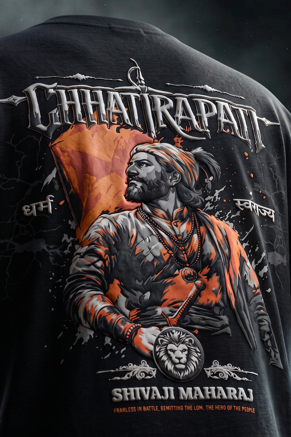 छत्रपति शिवाजी महाराज Black Puff Printed Exclusive T-shirt Epic Collection