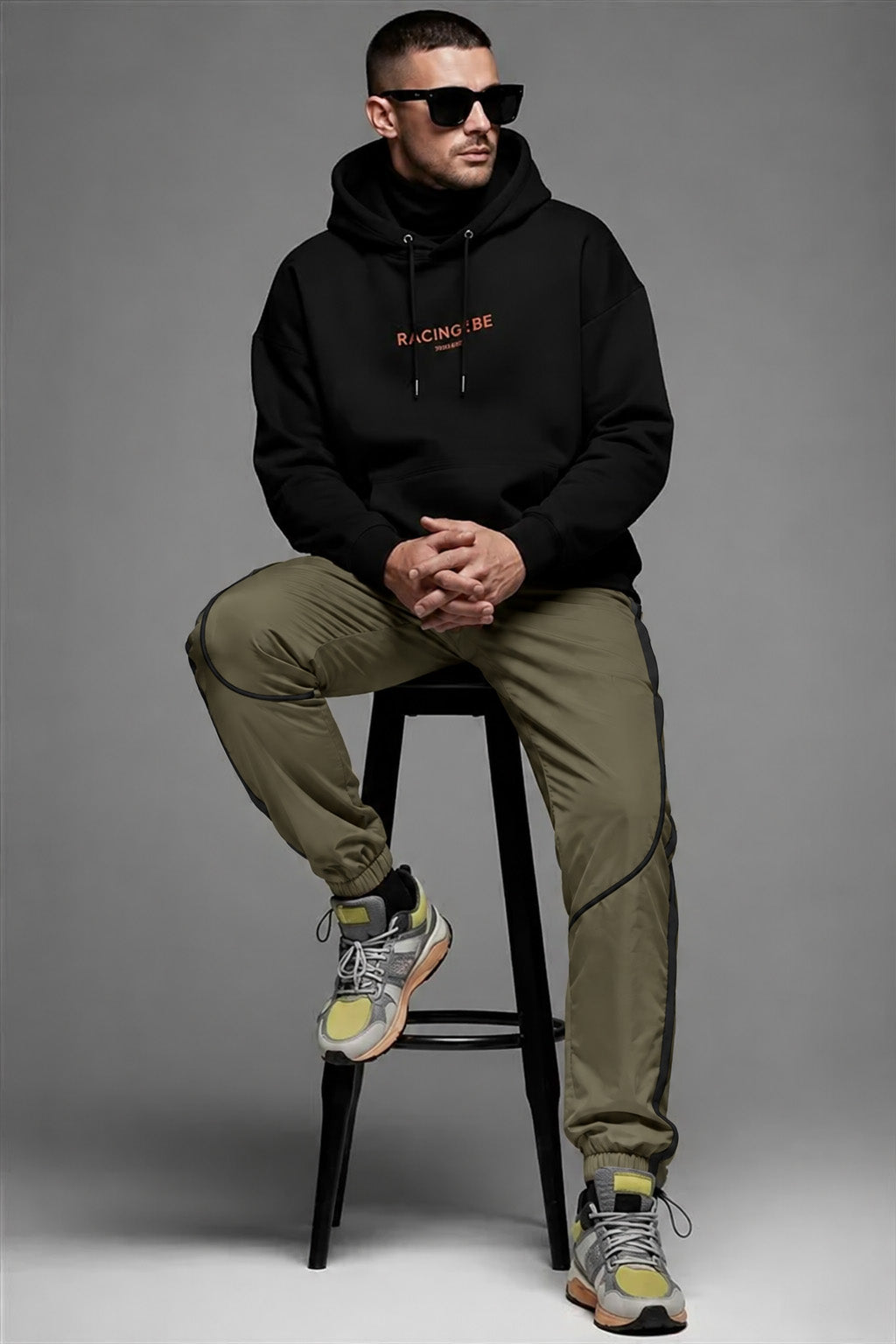 Fawn Contrast Stripe Relaxed Fit Nylon Exclusive Jogger