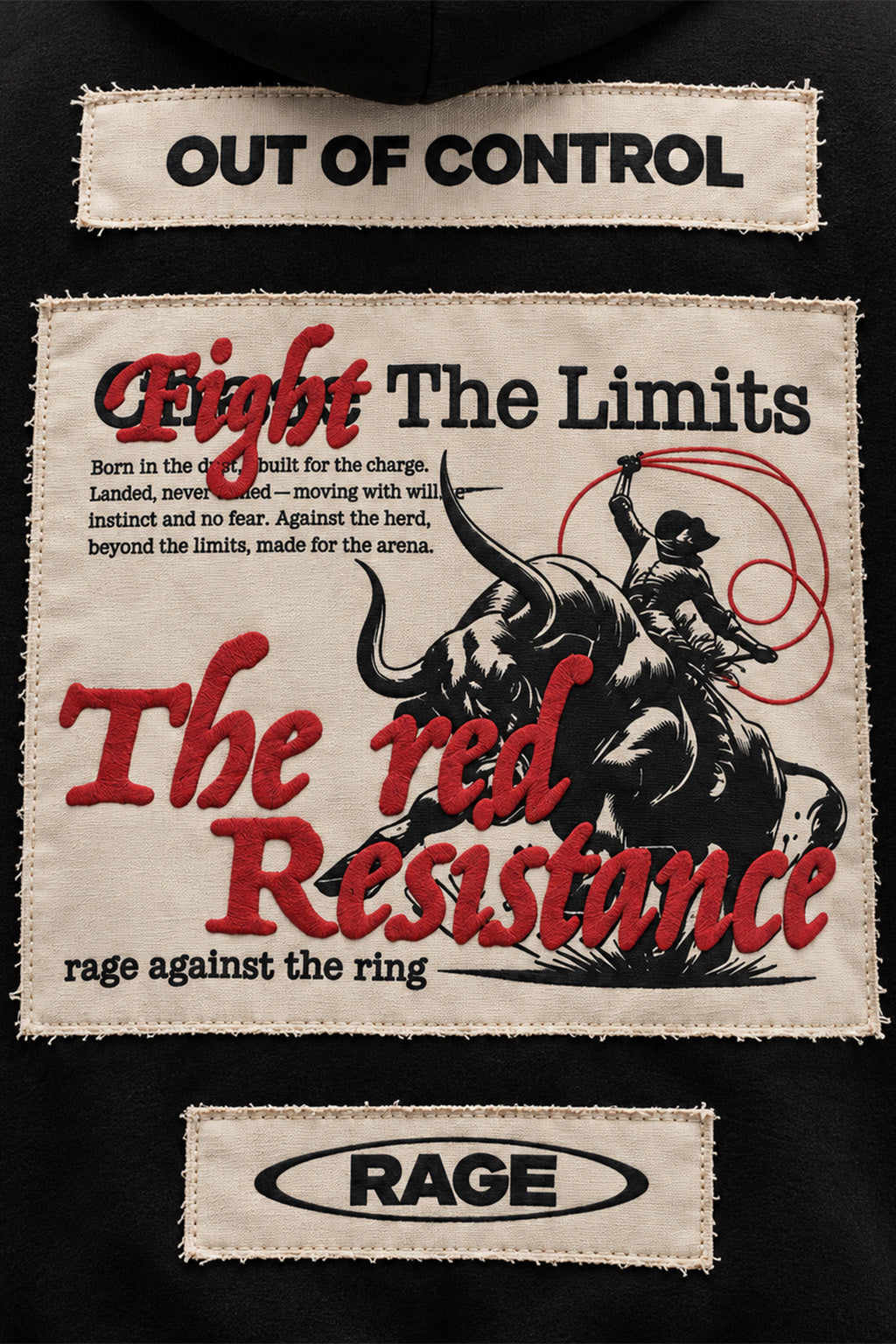 Fight The Limits Black Printed Graphic Patch Oversized Exclusive Hoodie