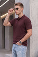 Wine Cross Lining Jacquard Regular Fit Button Polo
