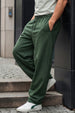 Olive Green Minimalist Loopknit Loose Fit Streetwear Jogger