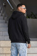 Black Ribbed Cuff Regular Fit Zip-Up Hoodie
