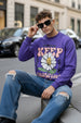 Keep Growing Purple Front Printed Regular Fit Sweatshirt