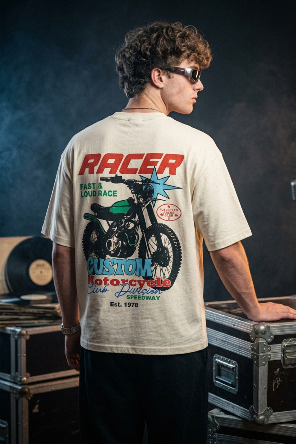 Racer Swanwhite Oversized Printed T-shirt