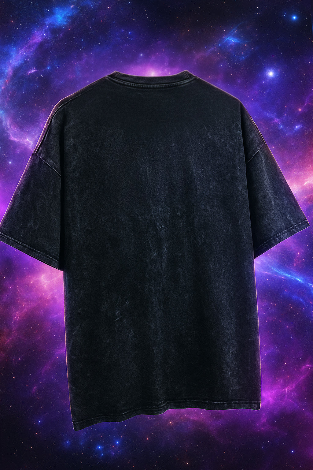 Krak Black Oversized Acid Washed Graphic Back Printed Exclusive T-shirt