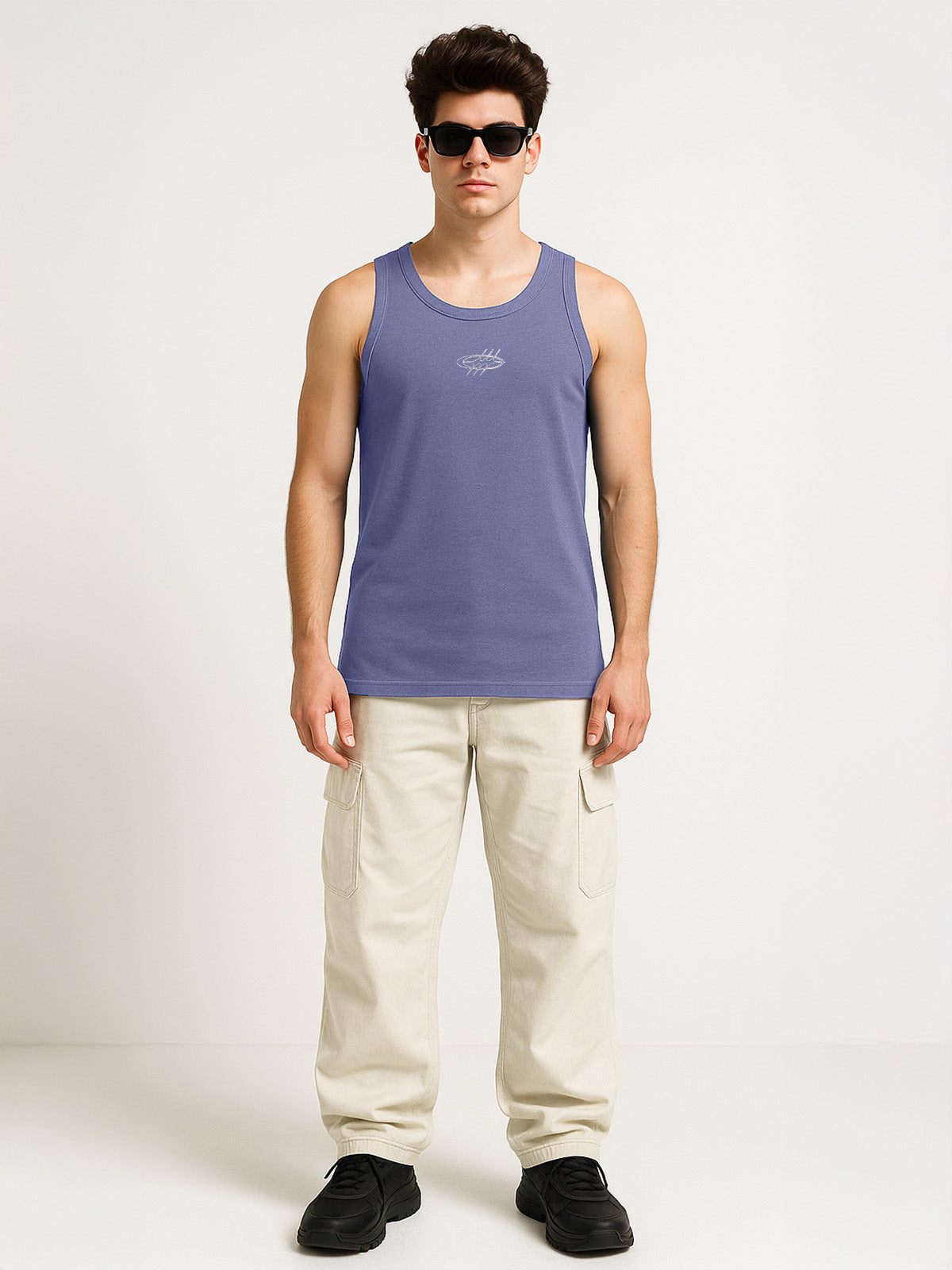 Hustle Skipper Blue Regular Fit Printed Vest
