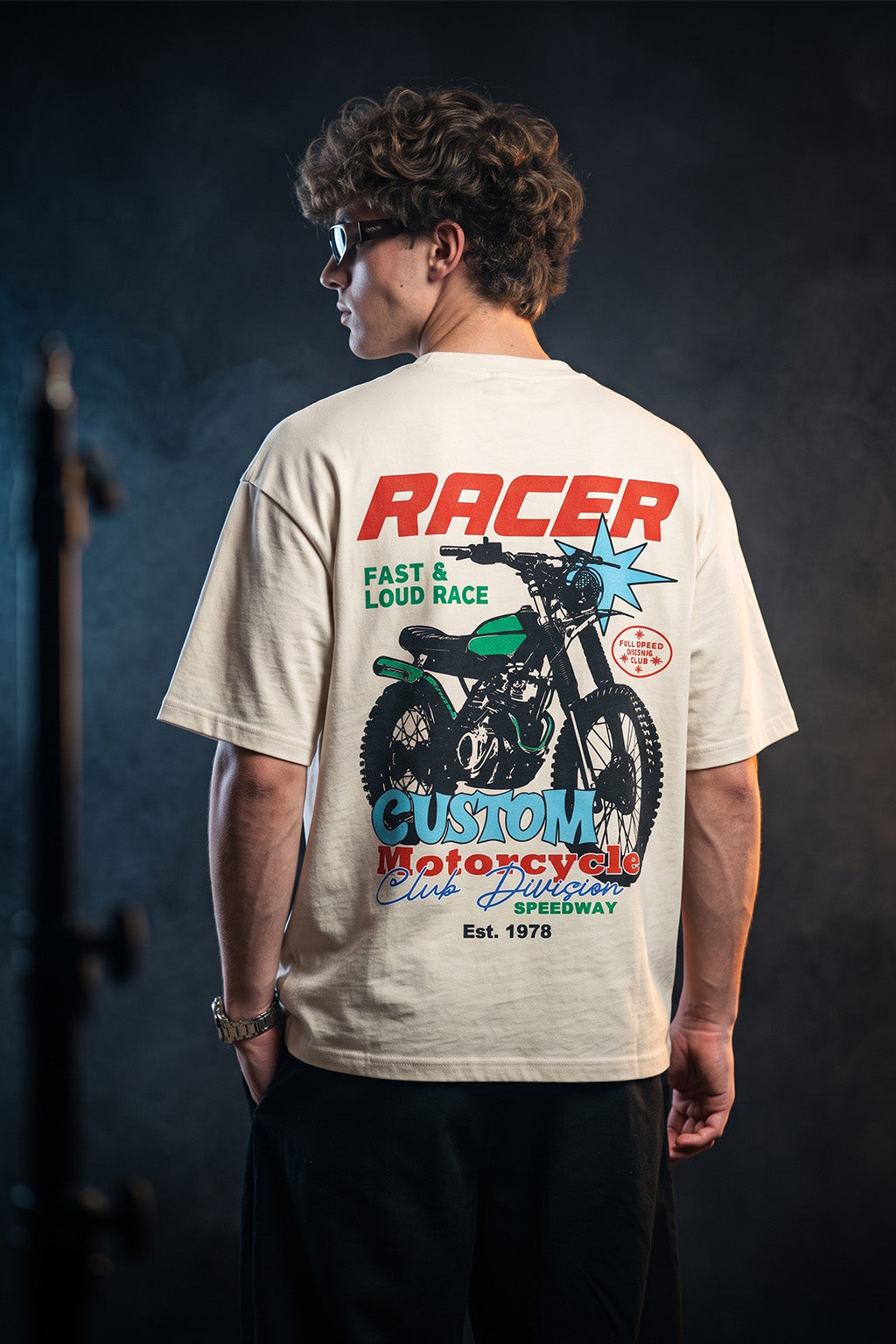 Racer Swanwhite Oversized Printed T-shirt