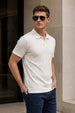 White Cross Lining Jacquard Regular Fit Button Polo