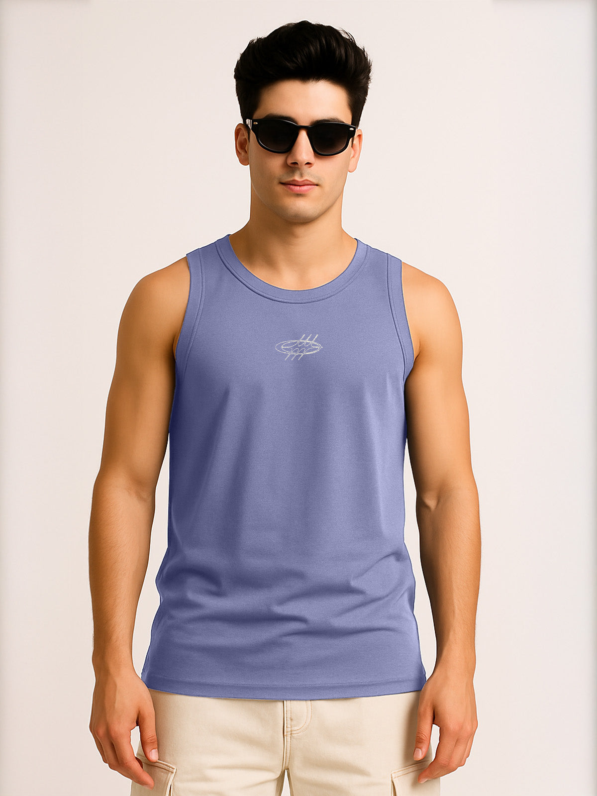 Hustle Skipper Blue Regular Fit Printed Vest