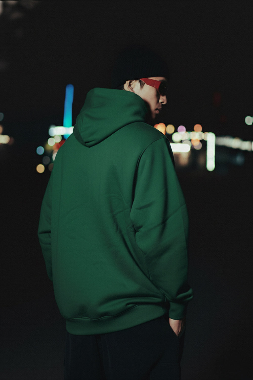Green Plain Oversized Fit Hoodie