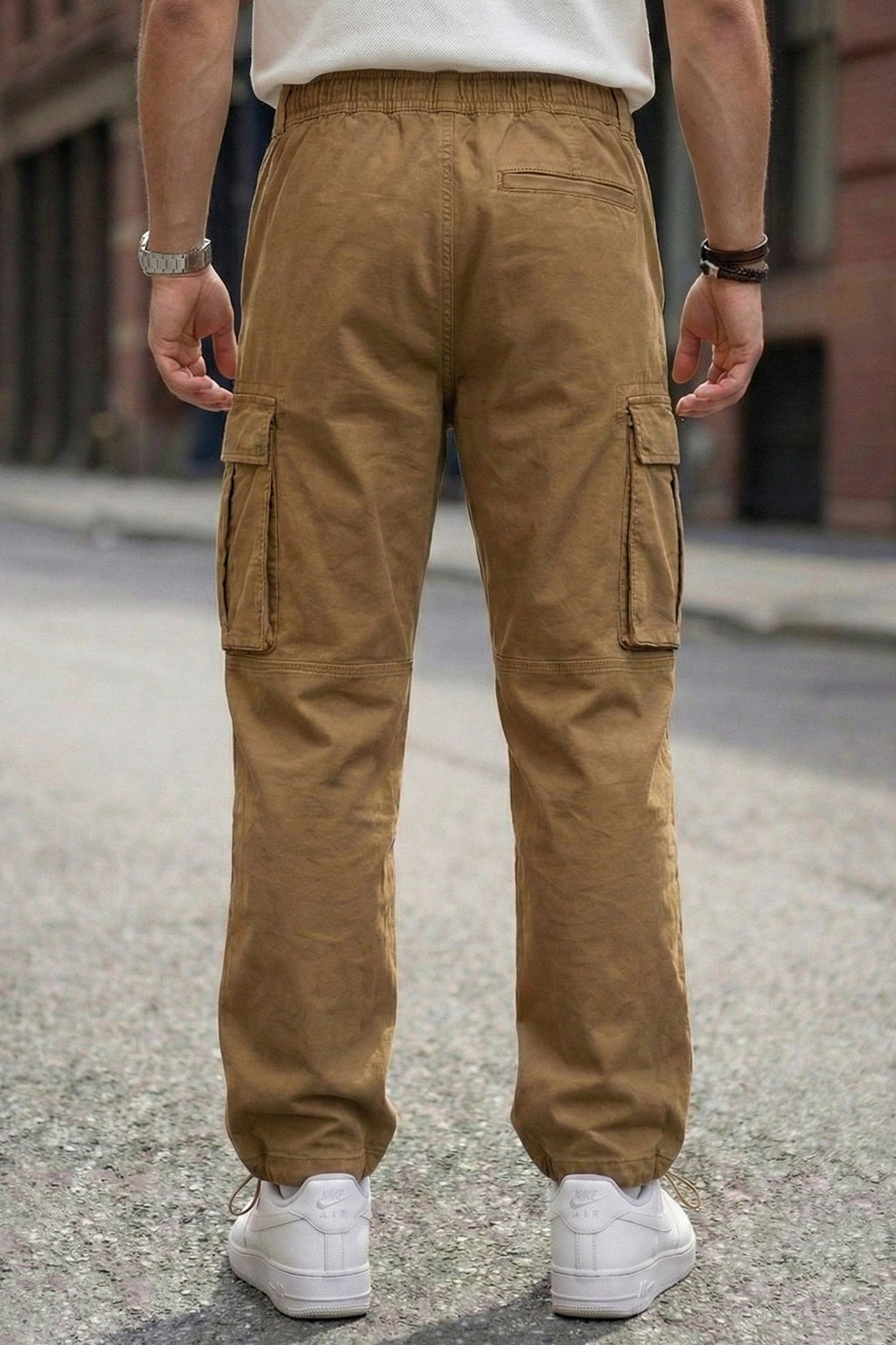 Khaki 5 Pocket Woven Straight Fit Exclusive Cargo Pant With Adjustable Ankle