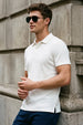 White Cross Lining Jacquard Regular Fit Button Polo