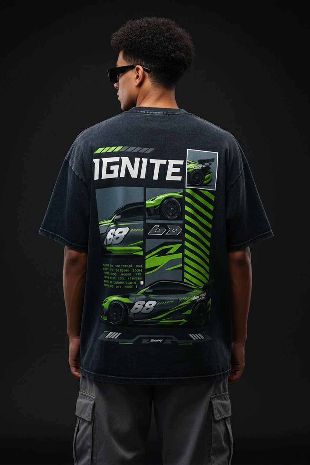 IGNITE Oversized Acid Washed Graphic Back Printed Exclusive T-shirt