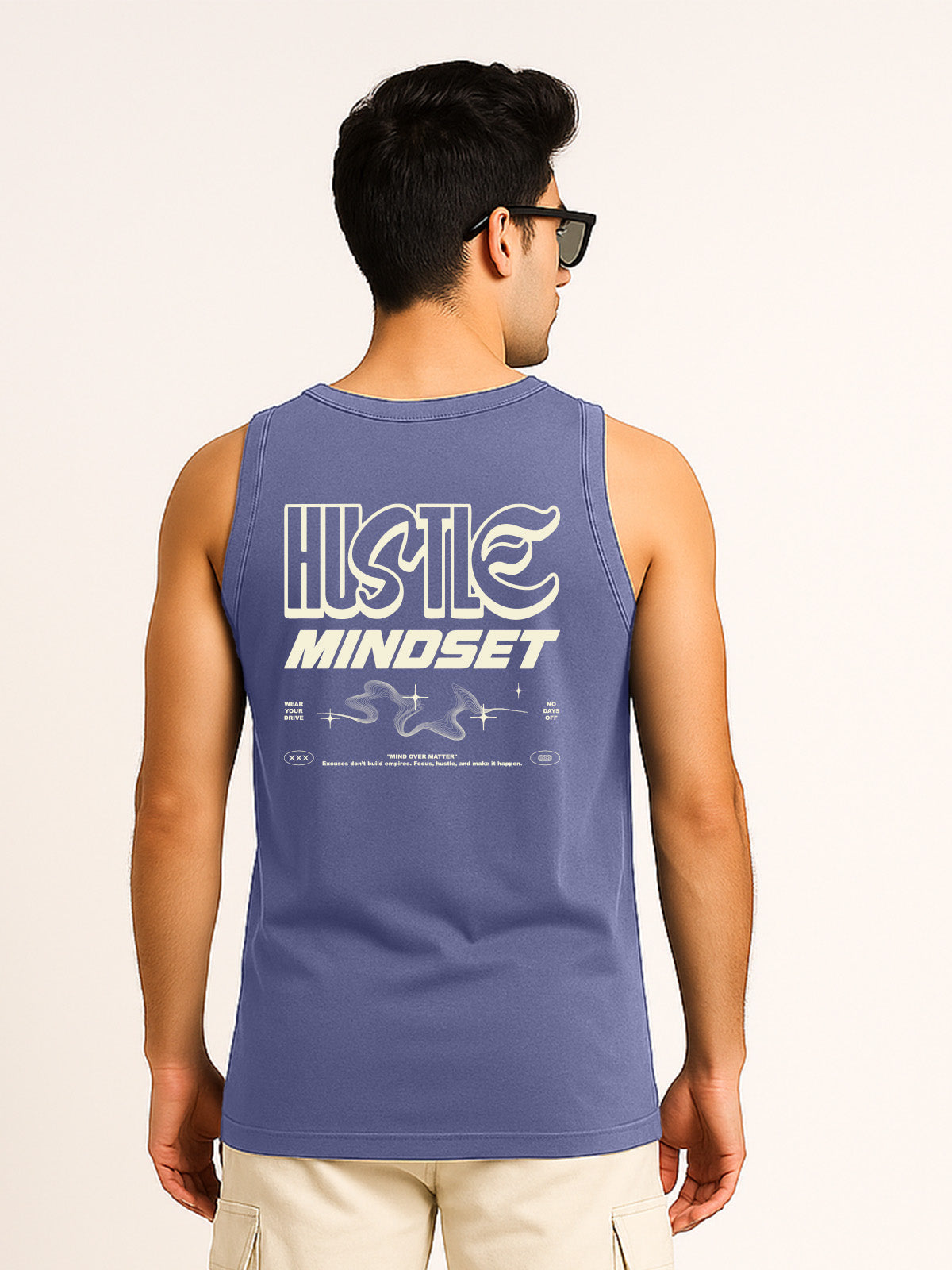 Hustle Skipper Blue Regular Fit Printed Vest