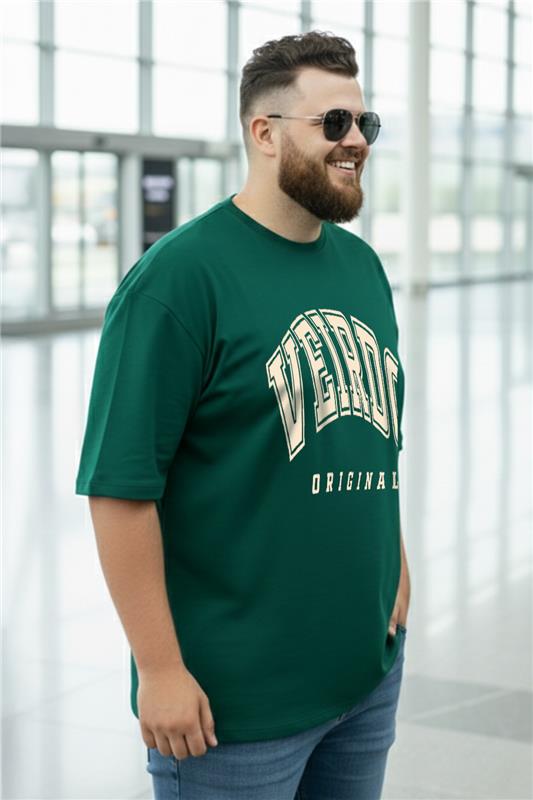 Veirdo Original Green Graphic Printed Plus Size T-shirt
