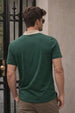 Green Contrast Collar Economic Regular Fit Pique Polo