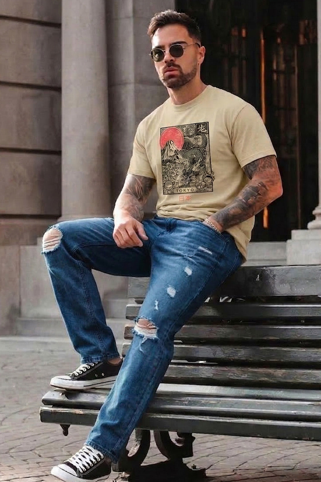 Tokyo Swanwhite Regular Fit Printed T-shirt