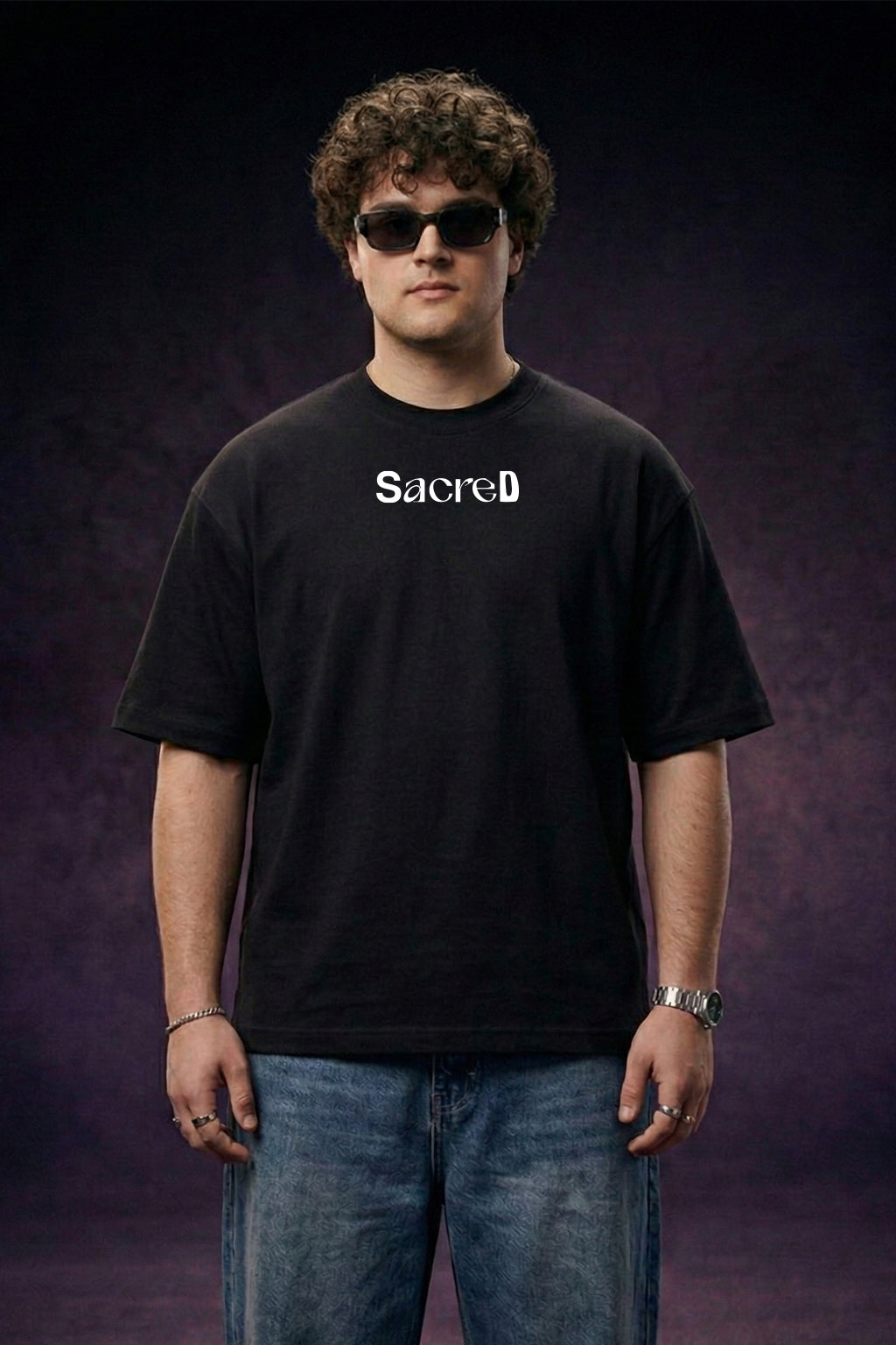 Sacred Black Plus Size Printed Exclusive T-Shirt