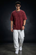 Maroon Plain Oversized Acid Washed Exclusive T-shirt
