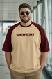 Veirdo Original Maroon Raglan Sleeve Graphic Printed Plus Size T-shirt