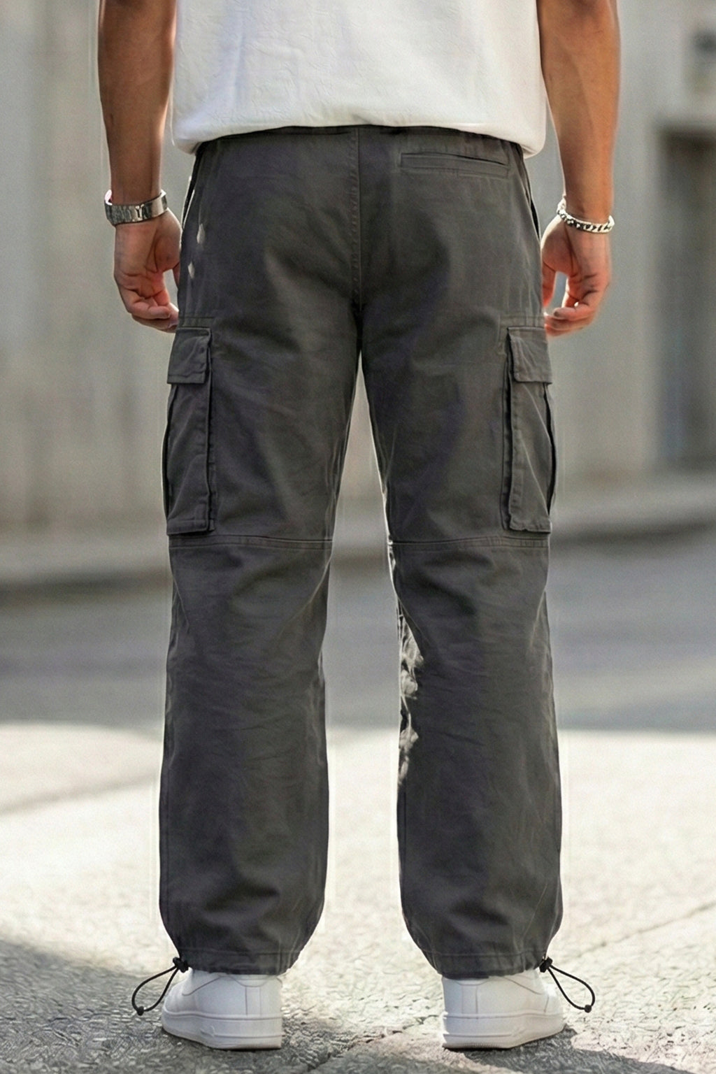 Grey 5 Pocket Woven Straight Fit Exclusive Cargo Pant With Adjustable Ankle