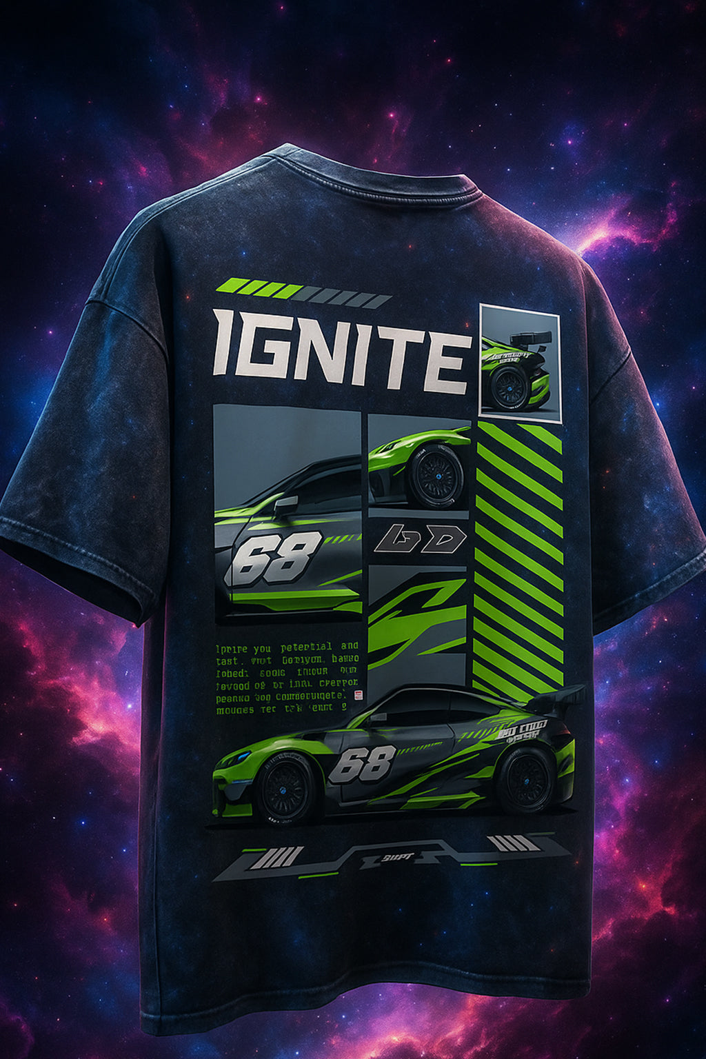 IGNITE Oversized Acid Washed Graphic Back Printed Exclusive T-shirt