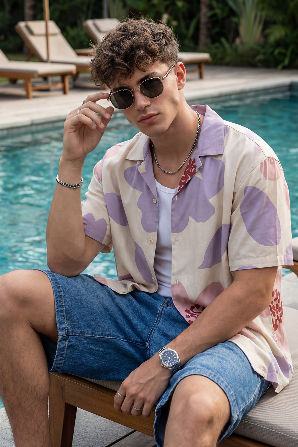 Stylized Floral Swanwhite All Over Print Oversized Exclusive Shirt