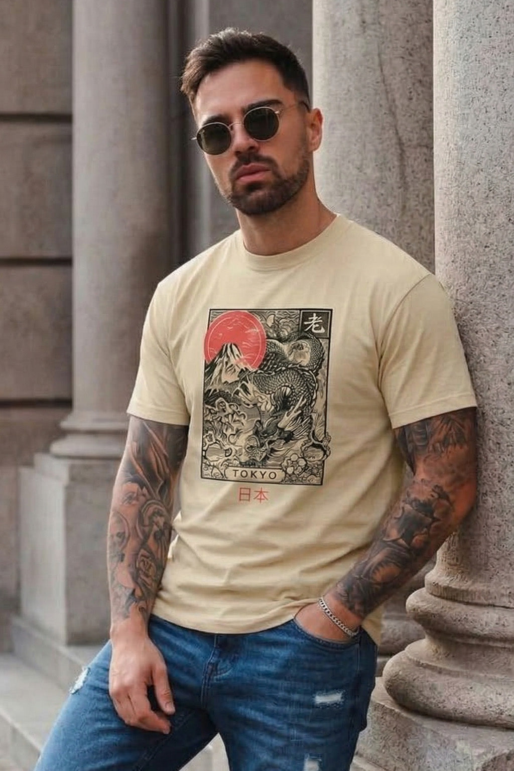 Tokyo Swanwhite Regular Fit Printed T-shirt