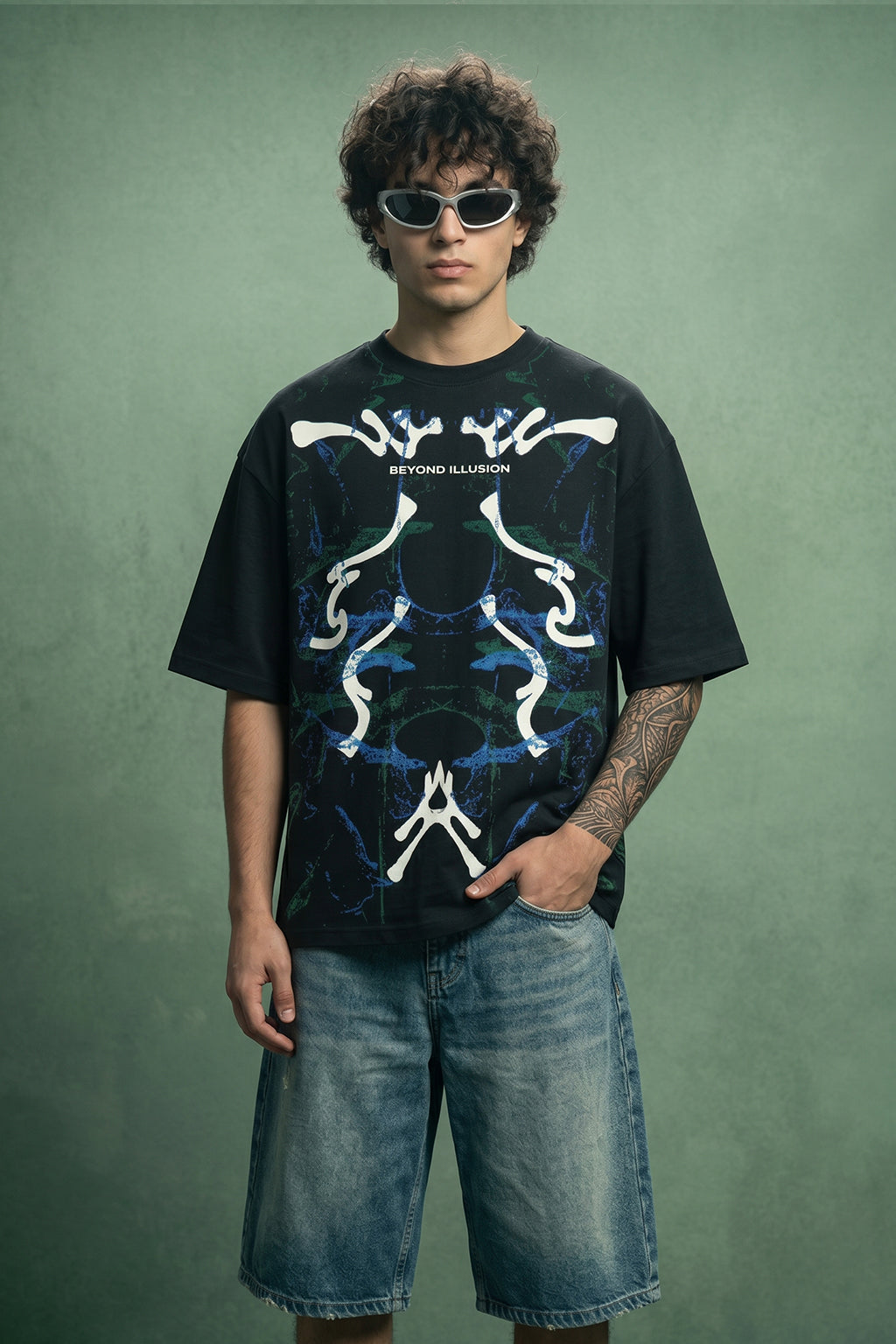 Beyond Illusion Black Front Printed Exclusive T-shirt