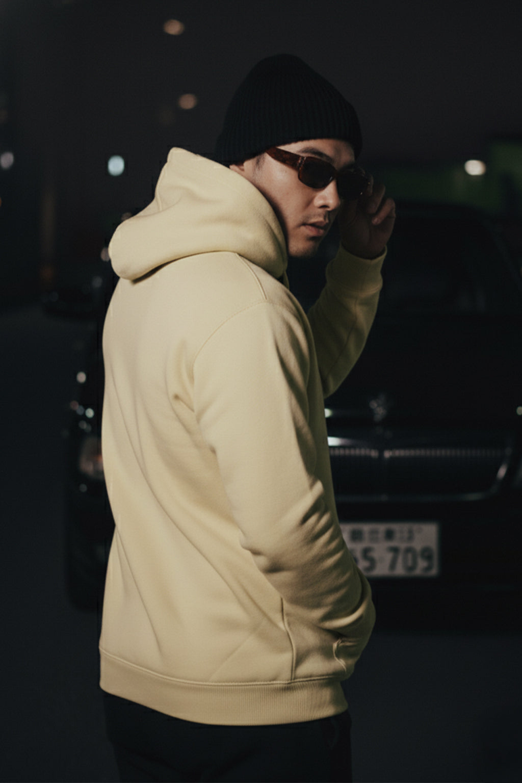Beige Plain Oversized Fit Hoodie
