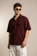 Brown Oversized Half Sleeve Dual Pocket Utility Exclusive Shirt