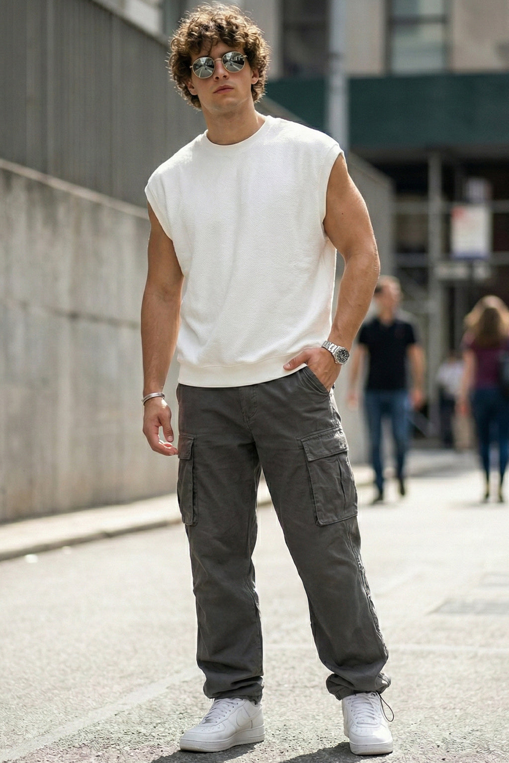 Grey 5 Pocket Woven Straight Fit Exclusive Cargo Pant With Adjustable Ankle