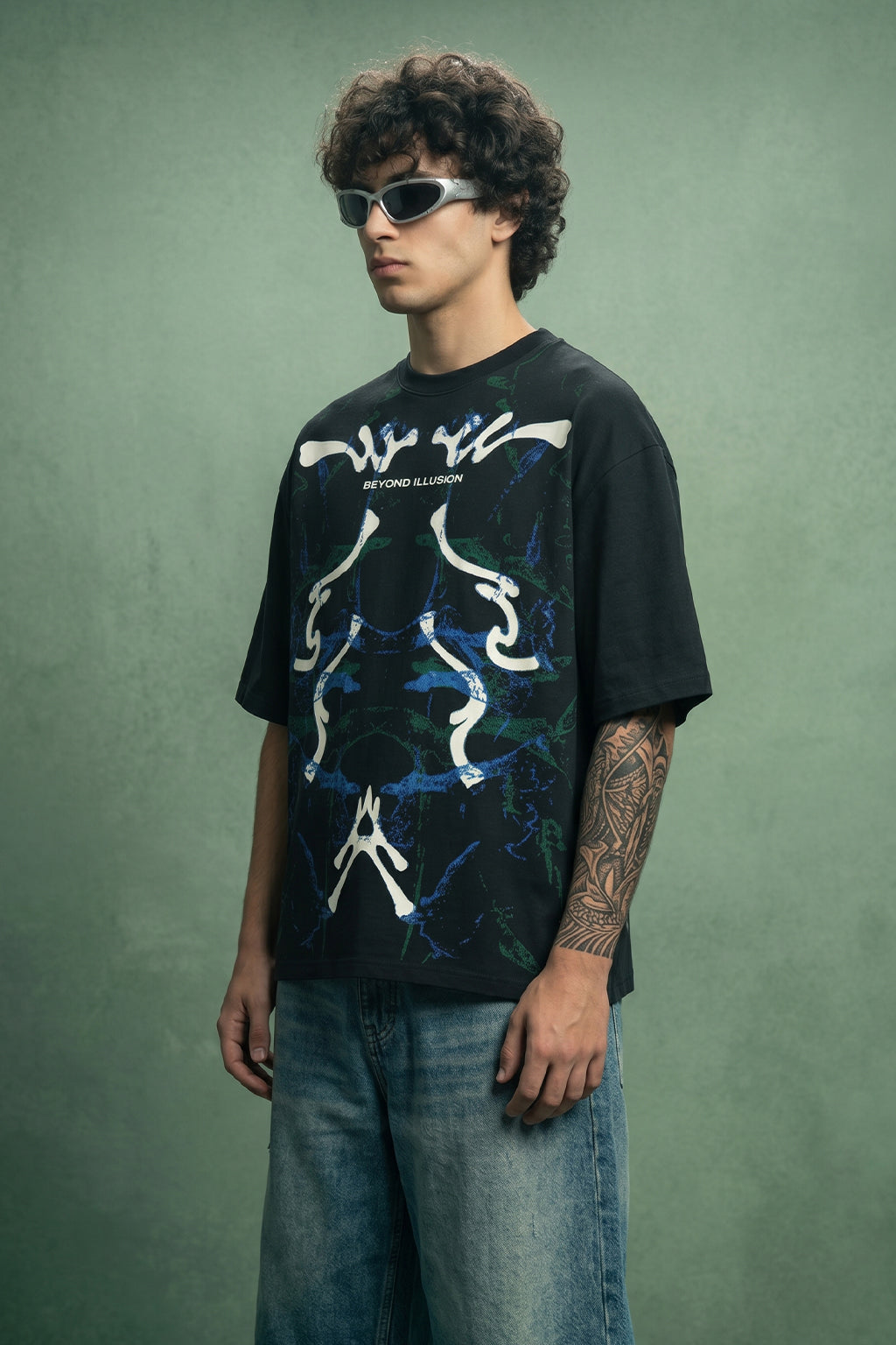 Beyond Illusion Black Front Printed Exclusive T-shirt