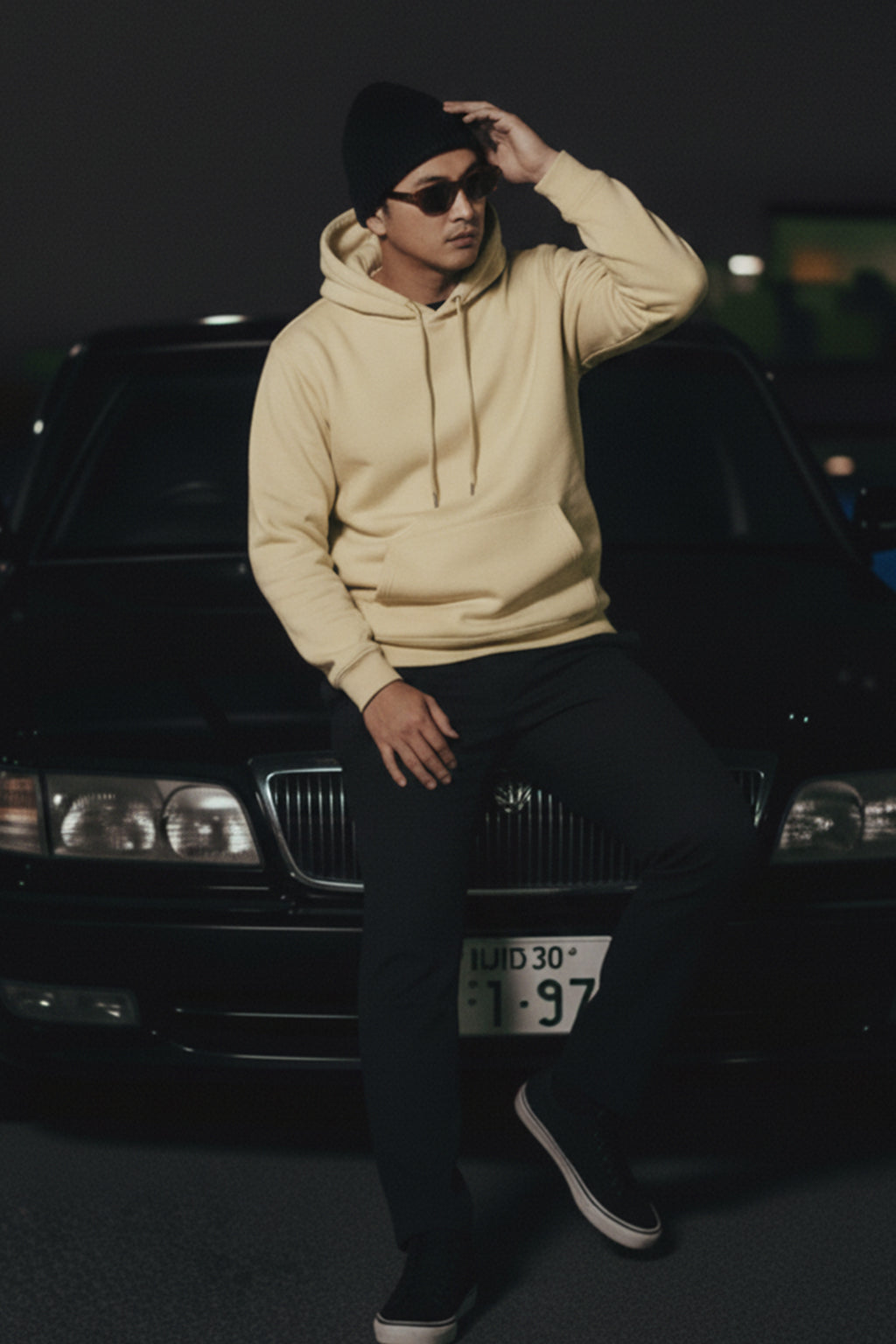 Beige Plain Oversized Fit Hoodie