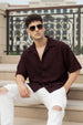 Wine Jacquard Plain Oversized Exclusive Shirt