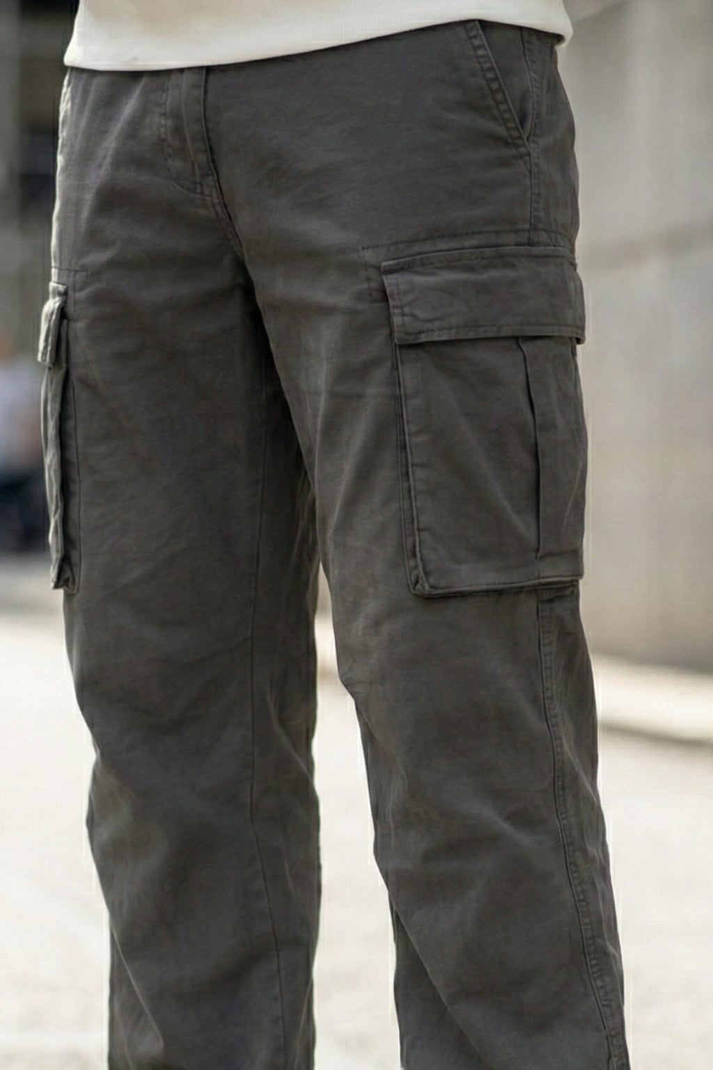 Grey 5 Pocket Woven Straight Fit Exclusive Cargo Pant With Adjustable Ankle