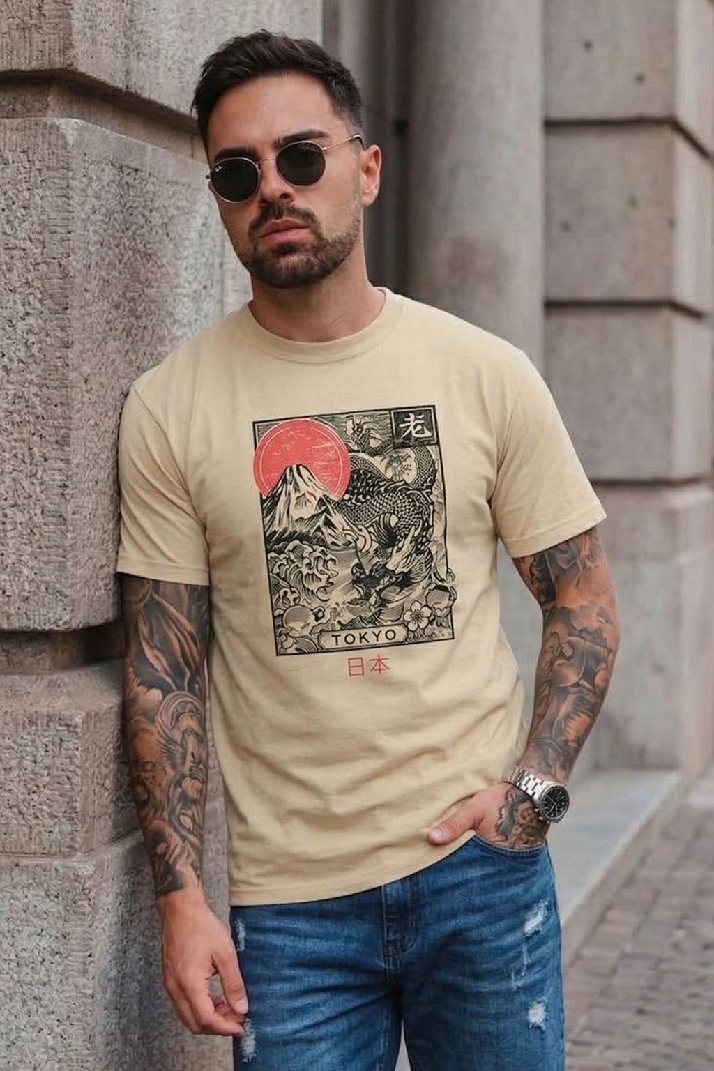 Tokyo Swanwhite Regular Fit Printed T-shirt