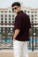 Wine Jacquard Plain Oversized Exclusive Shirt