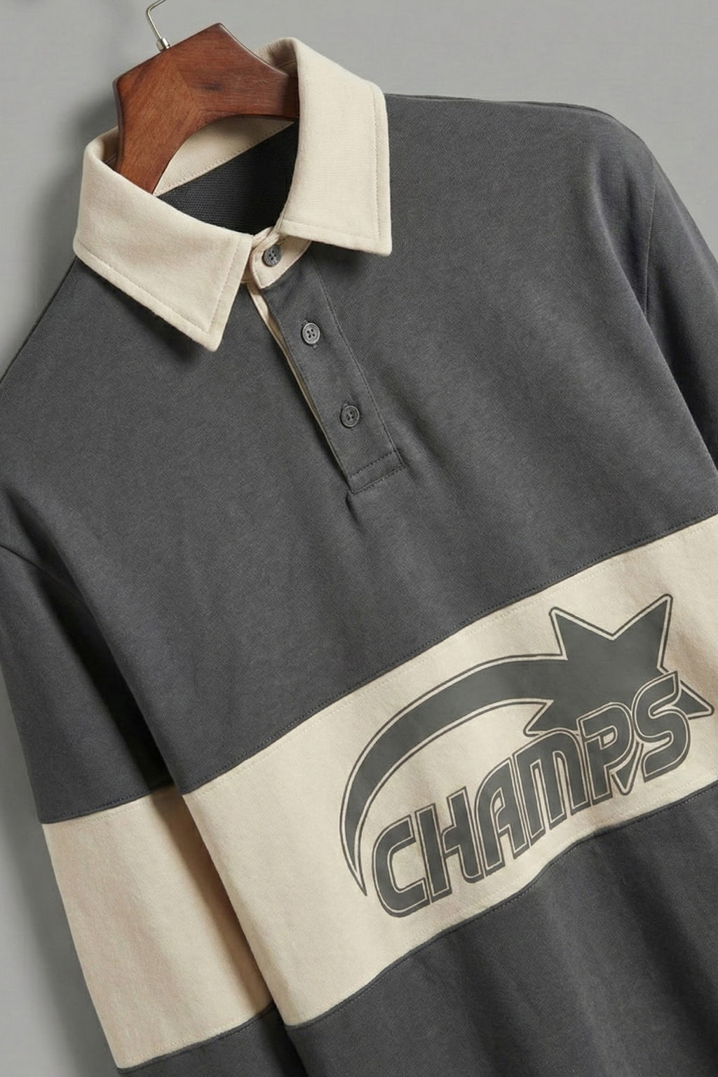 Champs Beige Oversized Full Sleeve Exclusive Polo T-shirt
