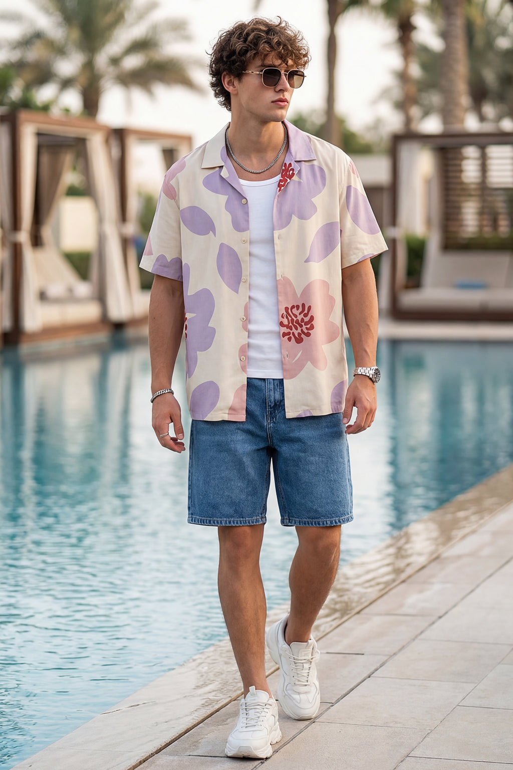 Stylized Floral Swanwhite All Over Print Oversized Exclusive Shirt